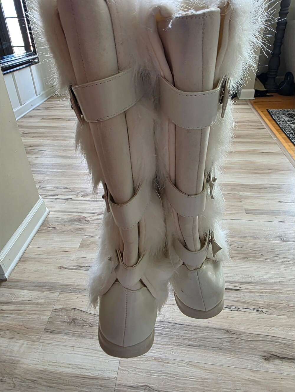 Vtg Baby Phat White Faux Fur Mid-Calf Winter Boots Y2K McBling 8.5M Apres - Picture 11 of 13
